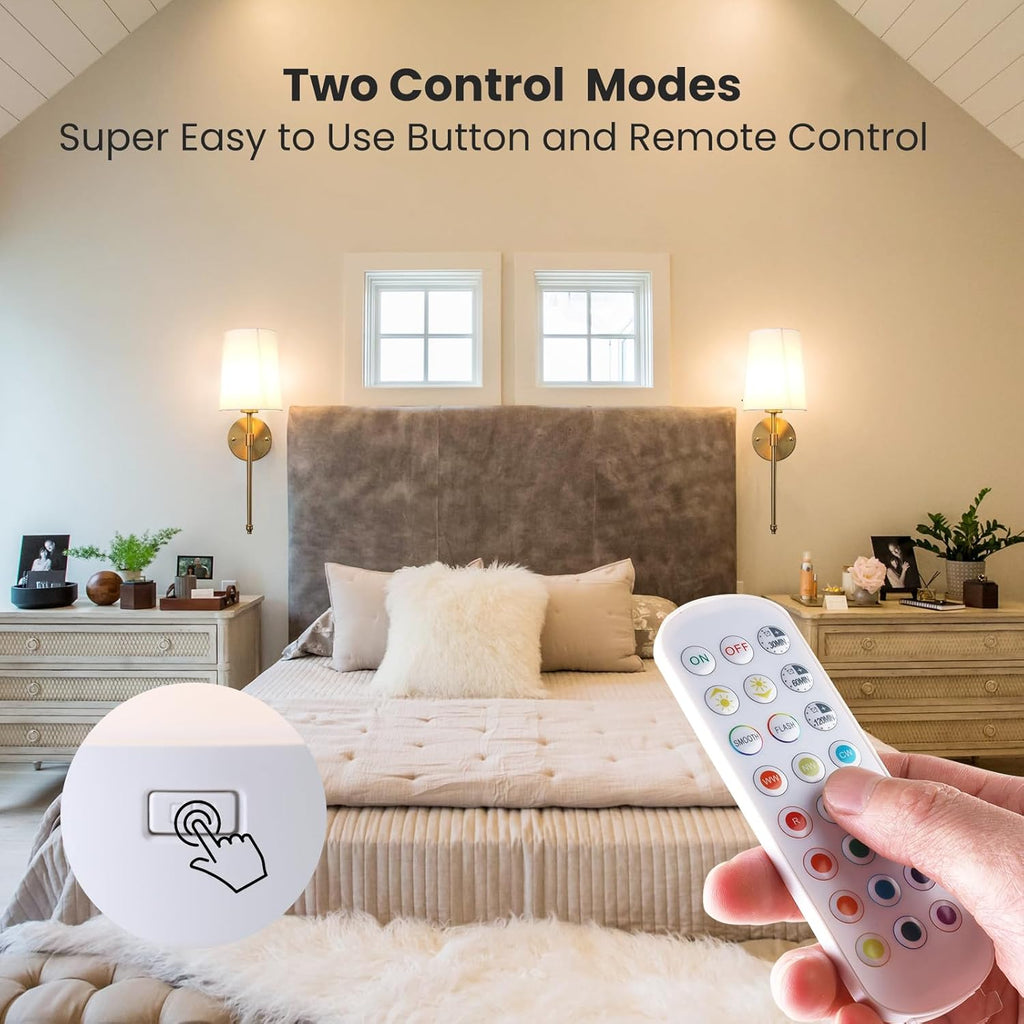 Rechargeable Light Bulbs with Remote Control, Battery Operated Light Bulb for Sconce and Lamp, 3 Color Temperature Dimmable E26 Wireless Detachable LED Charging Bulb