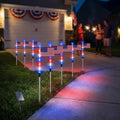 8 Solar American Flag Pathway Lights – Red, White & Blue Yard Glow for 250th Independence Celebration 🇺🇸✨