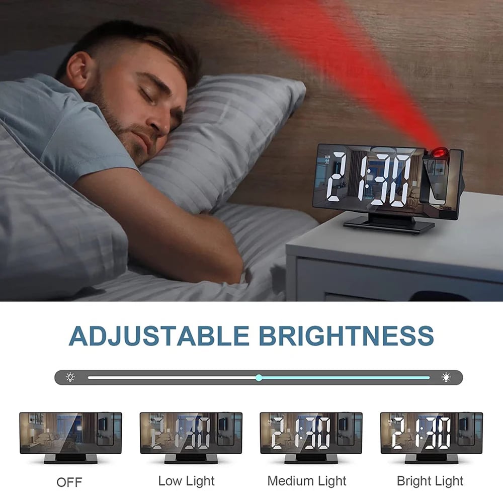 🌟3D Projection Alarm Clock Makeup LED Mirror