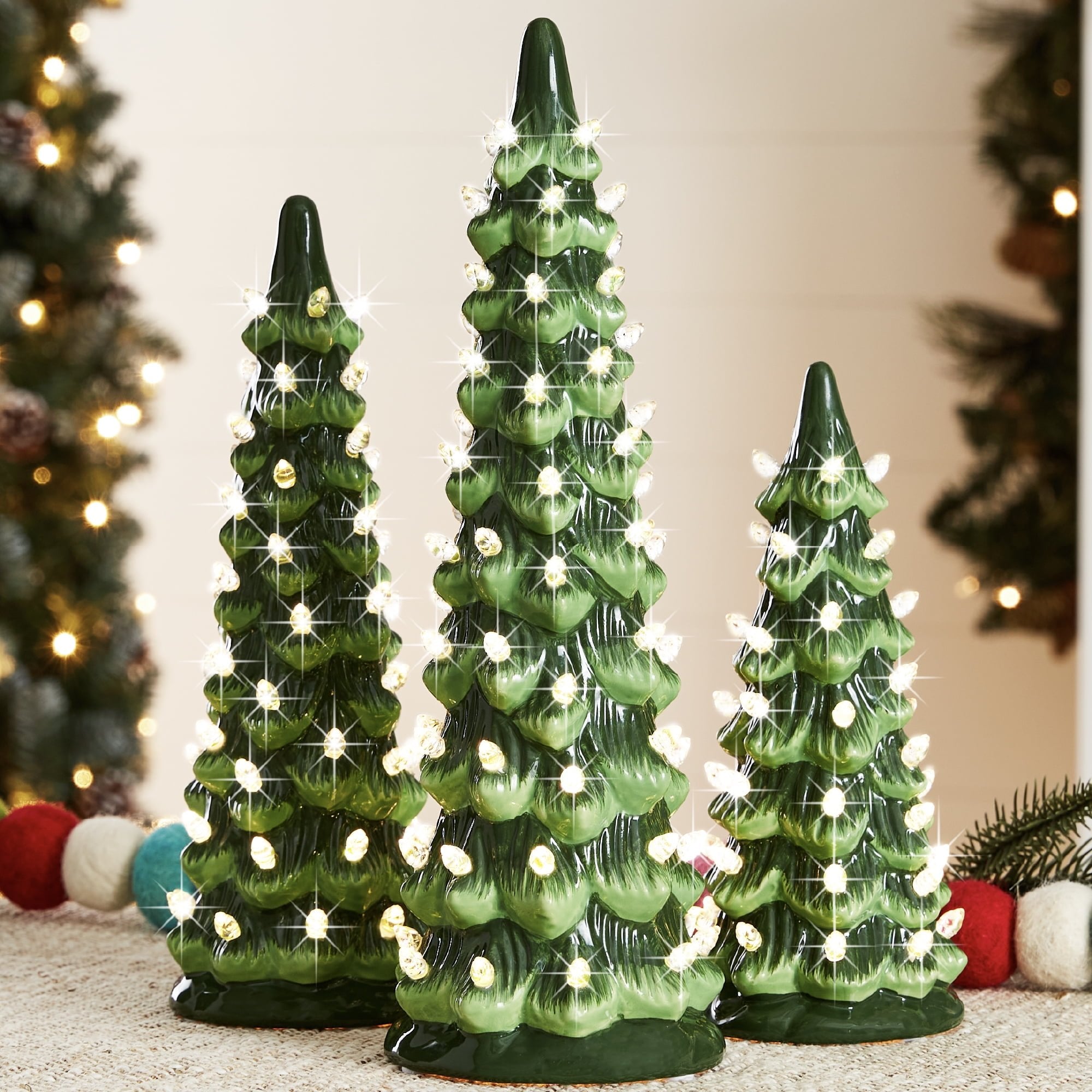 Hand-Painted Ceramic Pre-Lit Christmas Tree with LED Lights🎄
