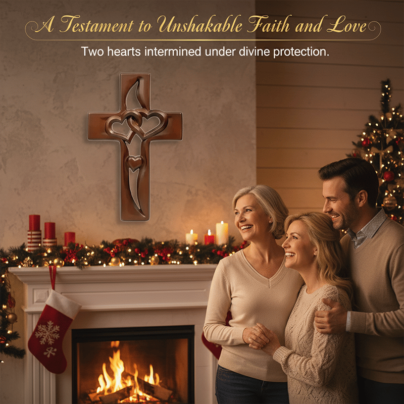 🔥Last Day 49% OFF -✨ Hand-Carved Intertwined Hearts Wooden Cross✝️