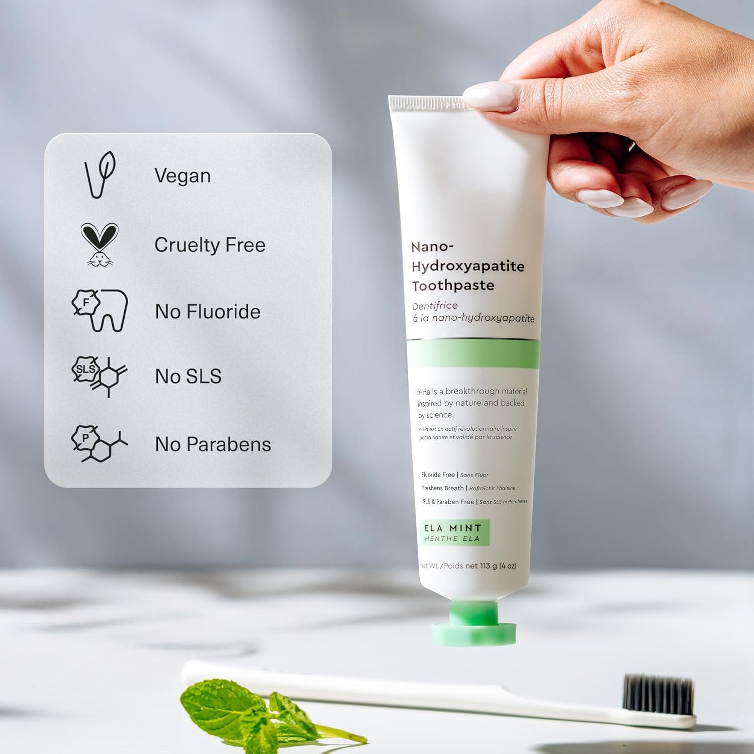 🏆Flash Sale⚡Nano Hydroxyapatite Toothpaste for Sensitive Teeth - Fluoride-Free Remineralizing Formula with Medical-Grade HAp, Enamel Repair & Desensitizing Whitening