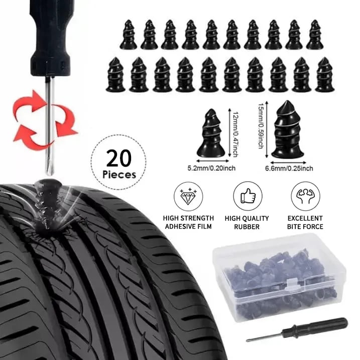🔥2026 hot sale 🔥 Instant Tire Plug Repair Kit 🚗✨ Free Screwdriver Included! ⭐