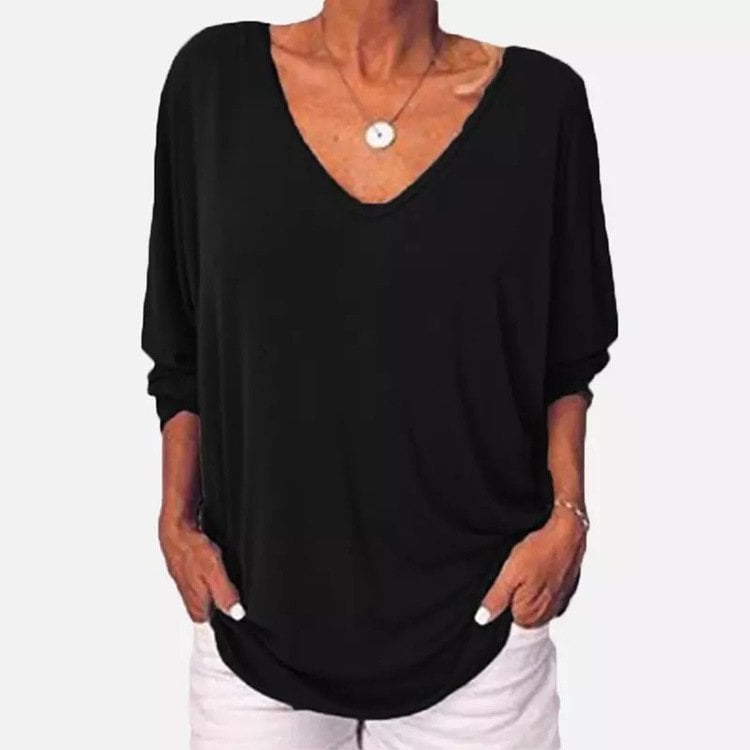 Plus Size Women Loose  Baggy T-Shirt Button👚