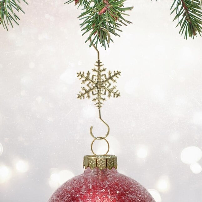 🏆2025 Christmas Hot Sale⚡Christmas S-Hooks - Metal Hanging Hooks with Snowflake Charms for Ornaments, Garland (20pcs)