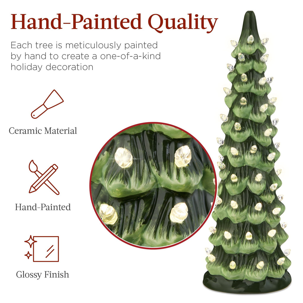 Hand-Painted Ceramic Pre-Lit Christmas Tree with LED Lights🎄