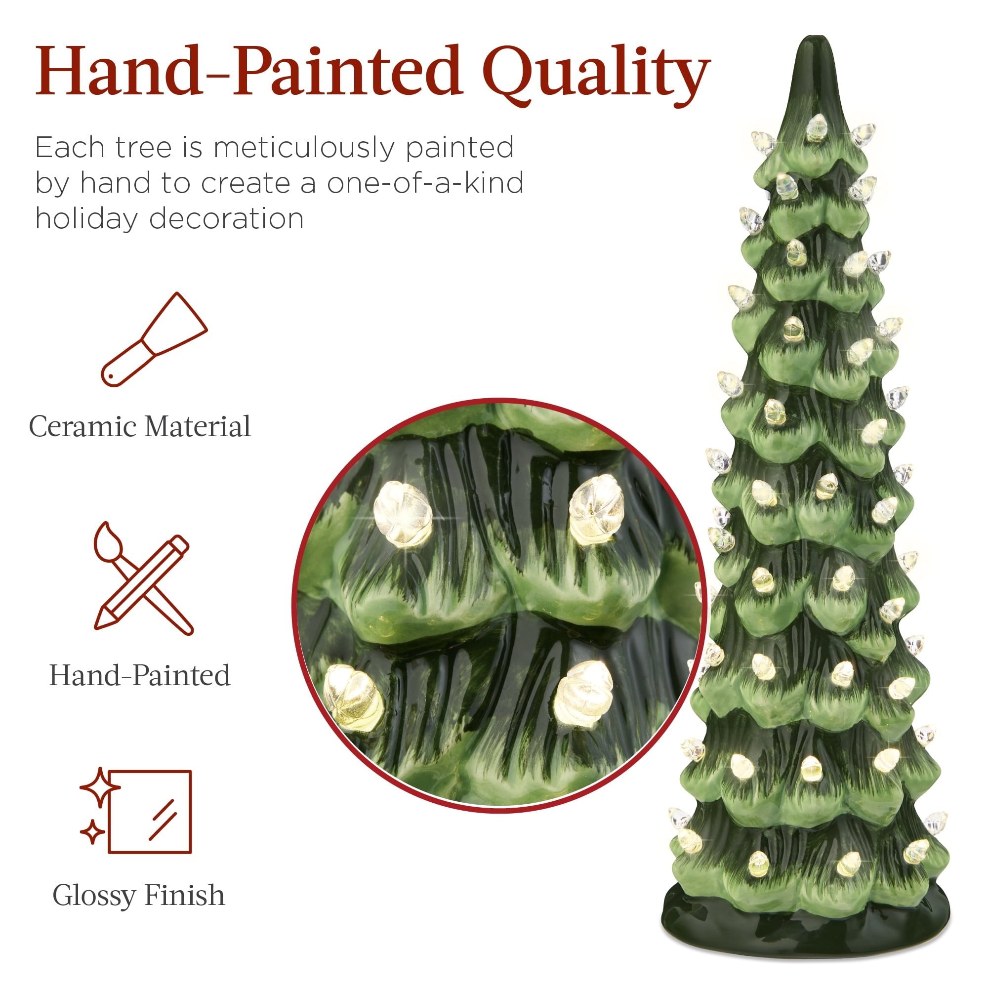 Hand-Painted Ceramic Pre-Lit Christmas Tree with LED Lights🎄