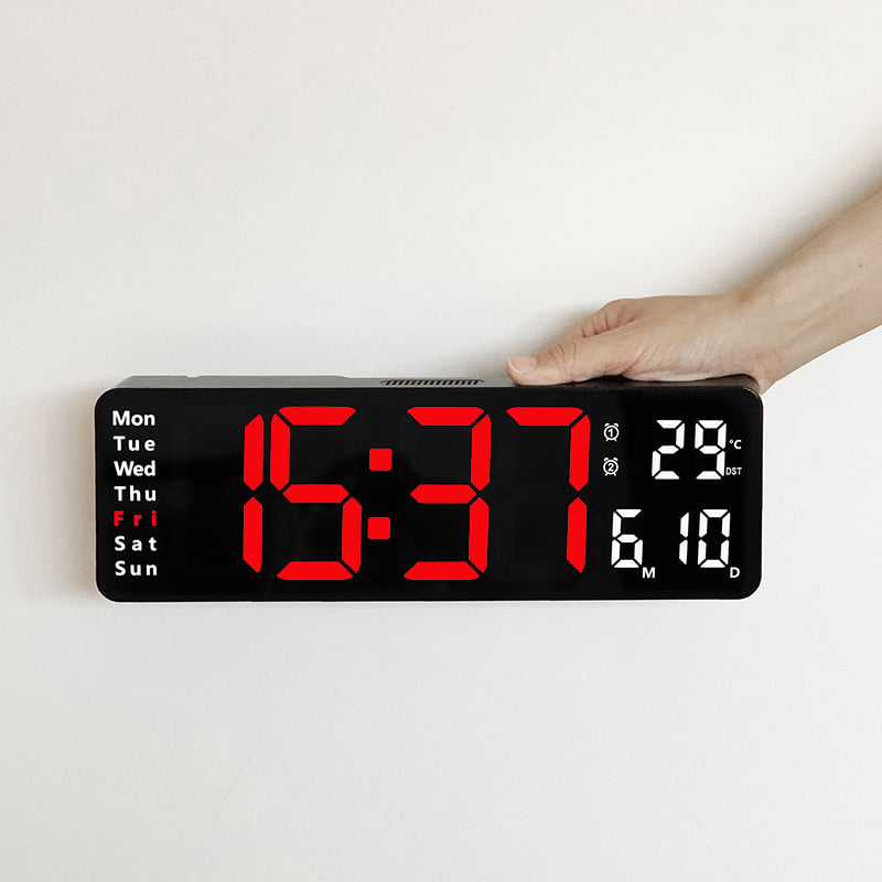 13" Large Digital Clock with Temperature, Date, Auto DST, Night Light, Auto Brightness Dimmer