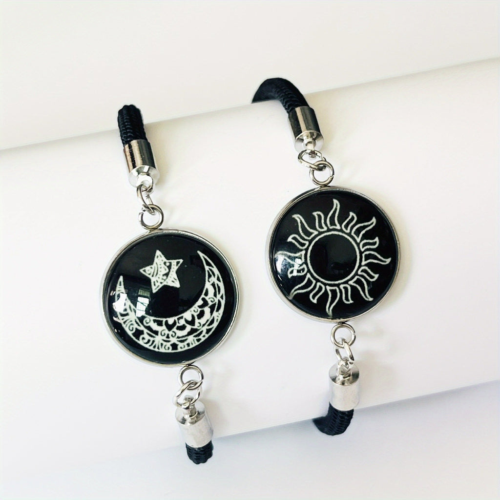 🔥 2-Pack Magnetic Sun & Moon Bracelets – Luminous Couples Jewelry for Long-Distance Love