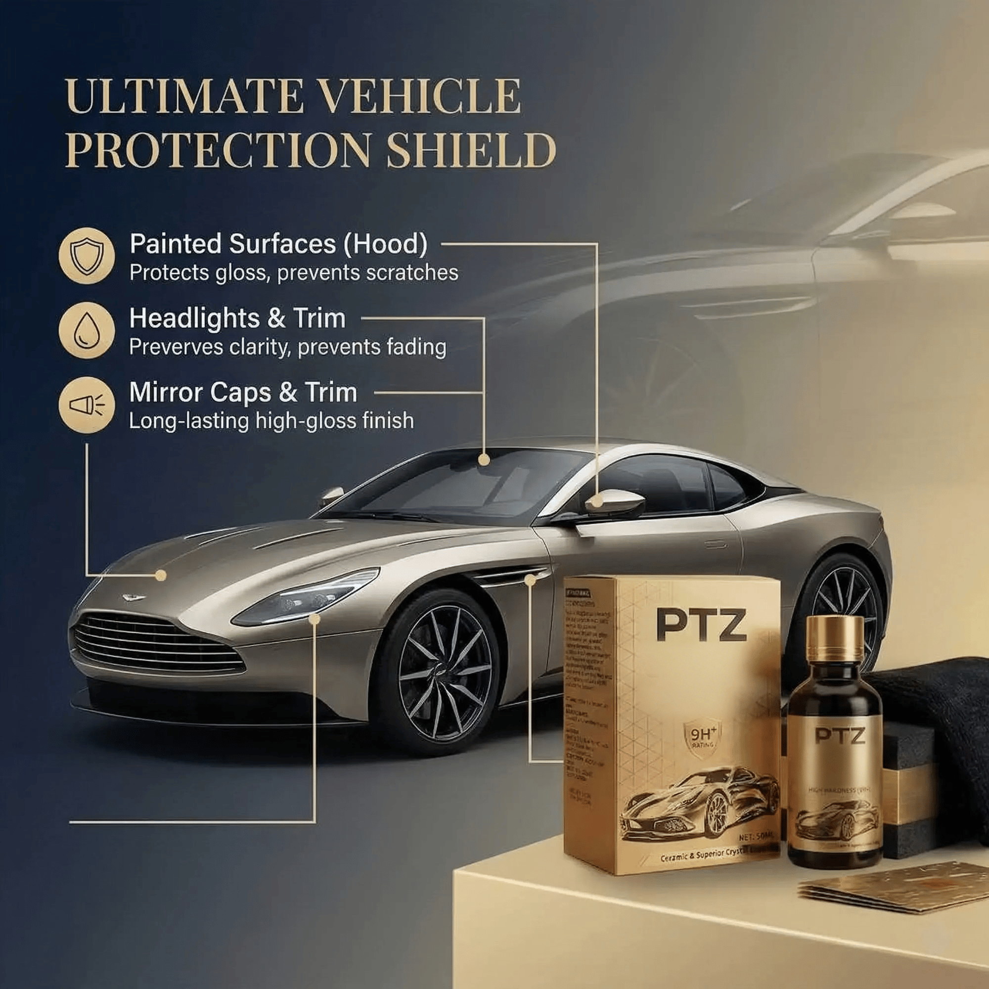 🎁🔥PTZ  Graphene Ceramic Coating for Cars – 9H Hardness, 10+ Years Protection, Hydrophobic & Scratch Resistant