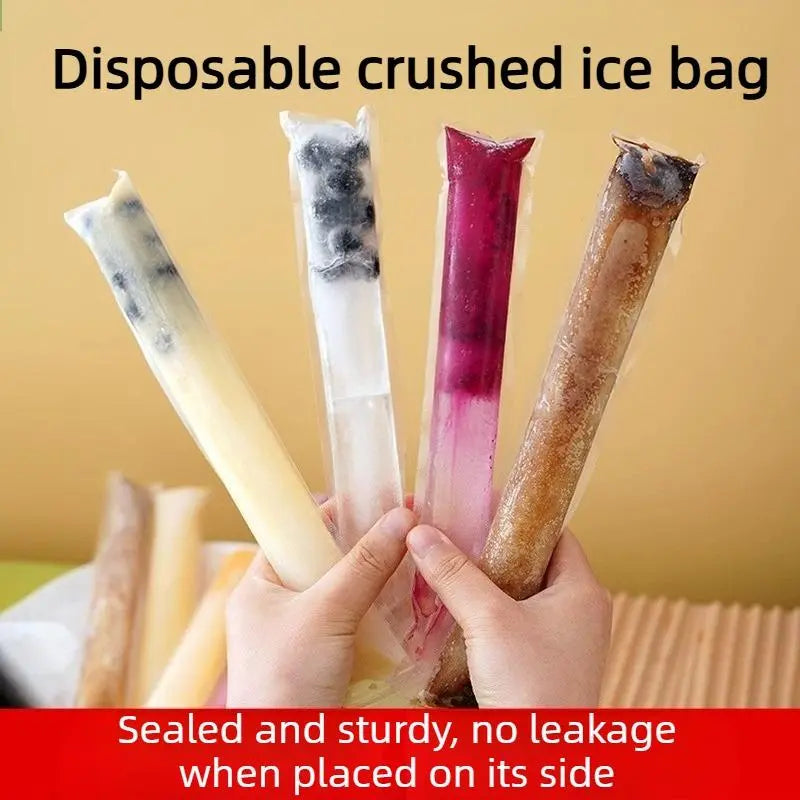 100 PCS Food-grade disposable popsicle bags, fruit jelly bags, ice cream, popsicle sticks, long strips, homemade ice pop bags