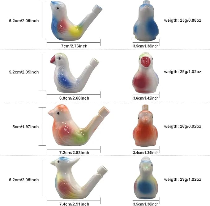🐦 Ceramic Water Bird Whistles – Nostalgic Chirp Fun for All Ages (Set of 4)