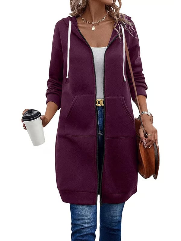 Women Casual Zip up Polyester Hoodies