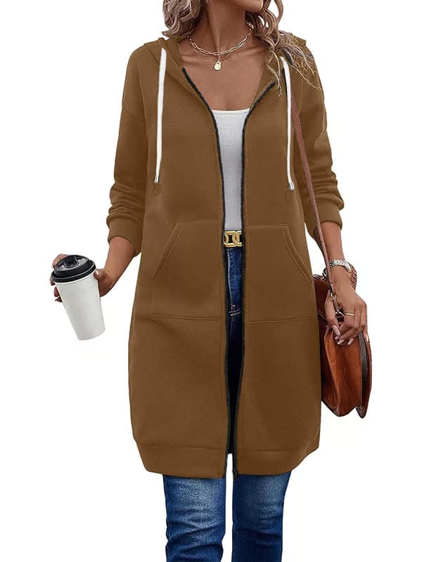 Women Casual Zip up Polyester Hoodies