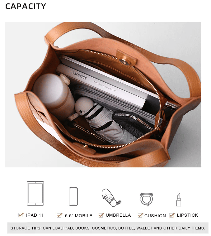 ⏰Solid color simple genuine leather shoulder bag🔥