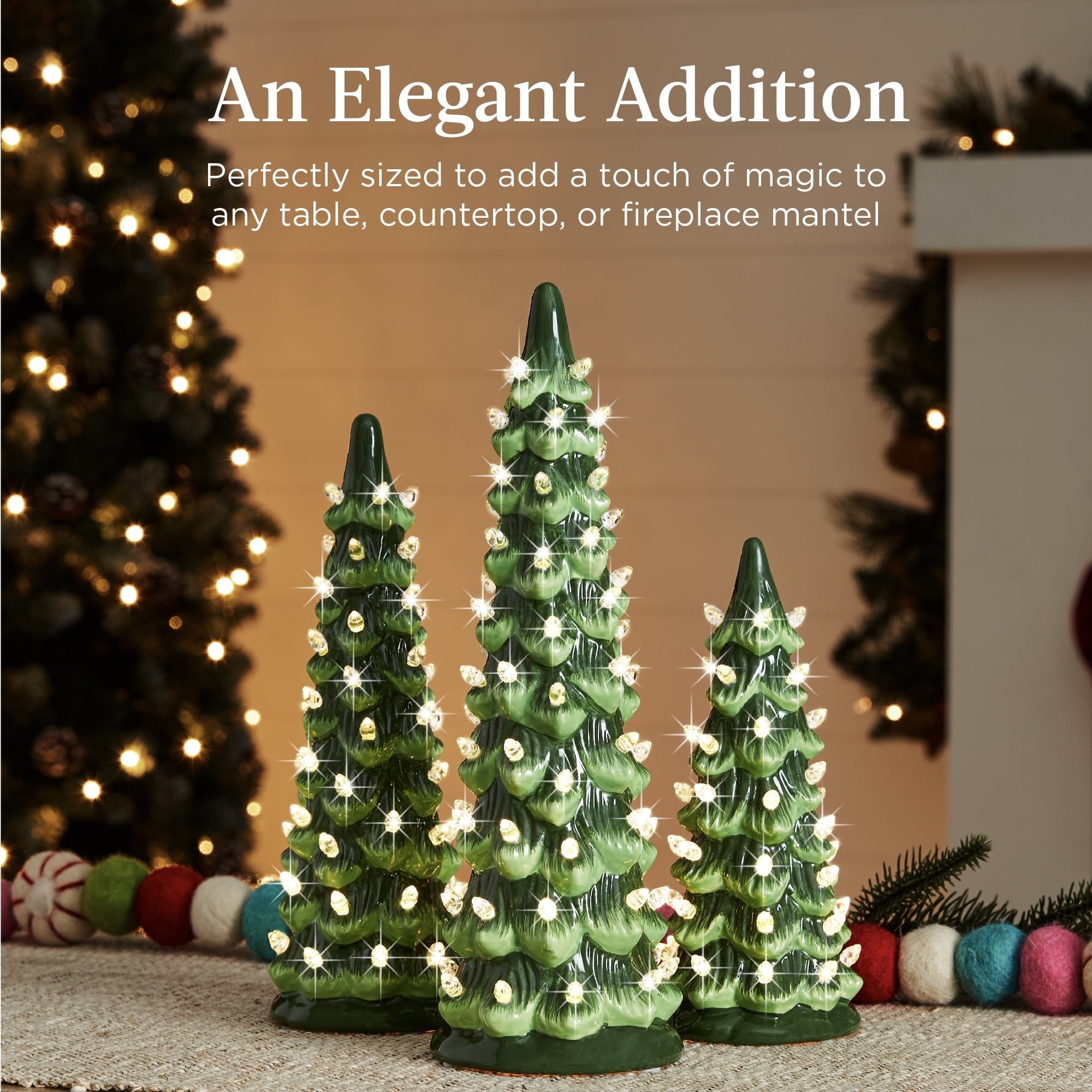 Hand-Painted Ceramic Pre-Lit Christmas Tree with LED Lights🎄