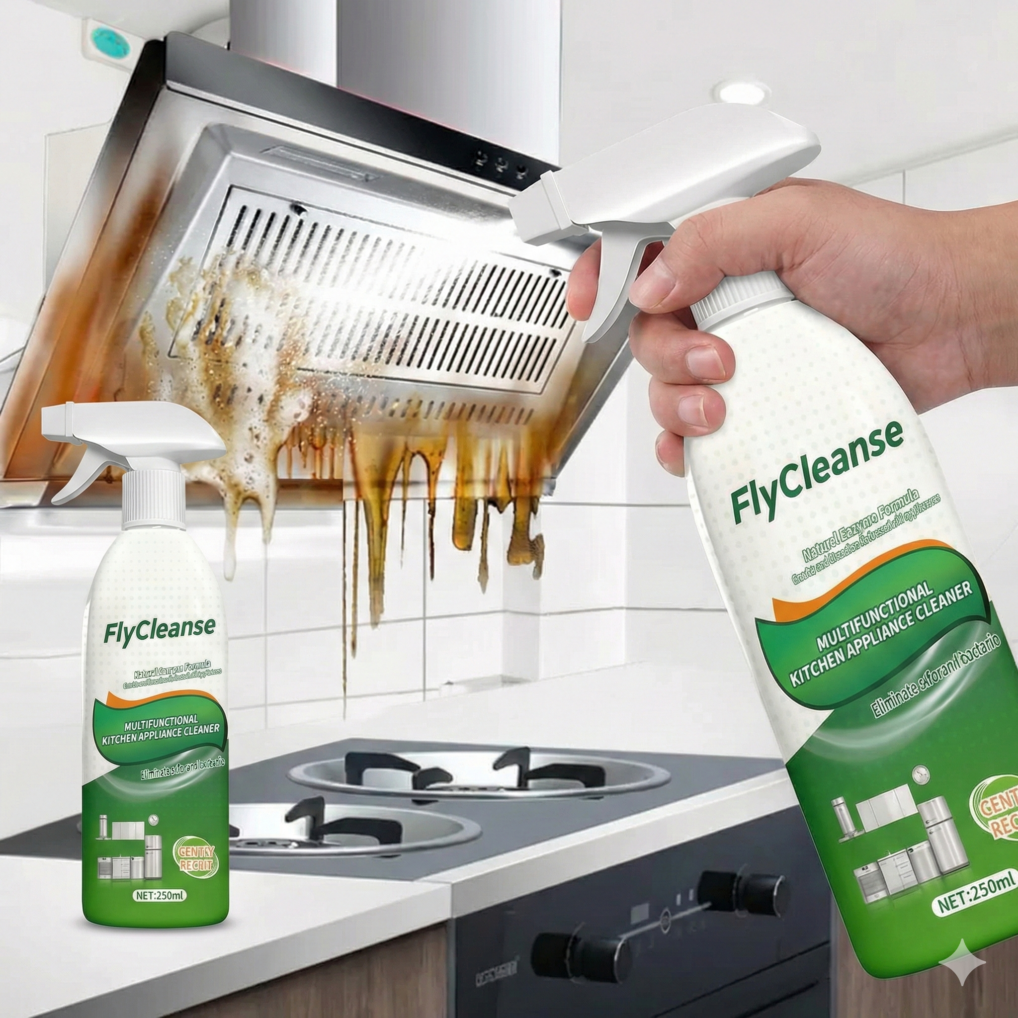 Kitchen grease foam cleaner spray for heavy oil stains on grills and ovens