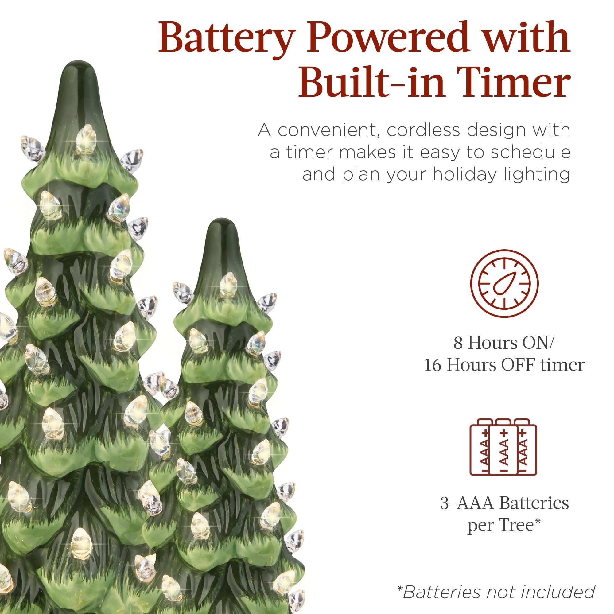 Hand-Painted Ceramic Pre-Lit Christmas Tree with LED Lights🎄