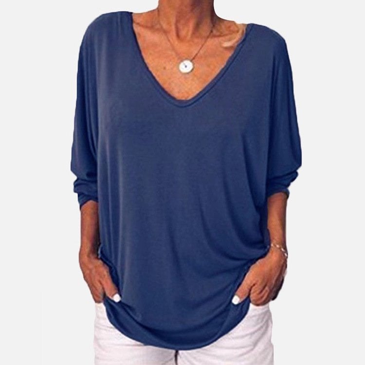 Plus Size Women Loose  Baggy T-Shirt Button👚