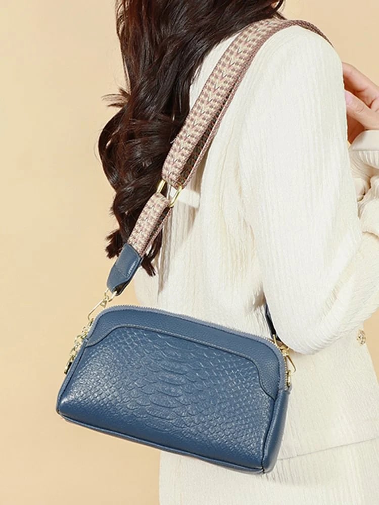 First Layer Cowhide Crossbody Bag Alligator Pattern Women Shoulder Bag for Work