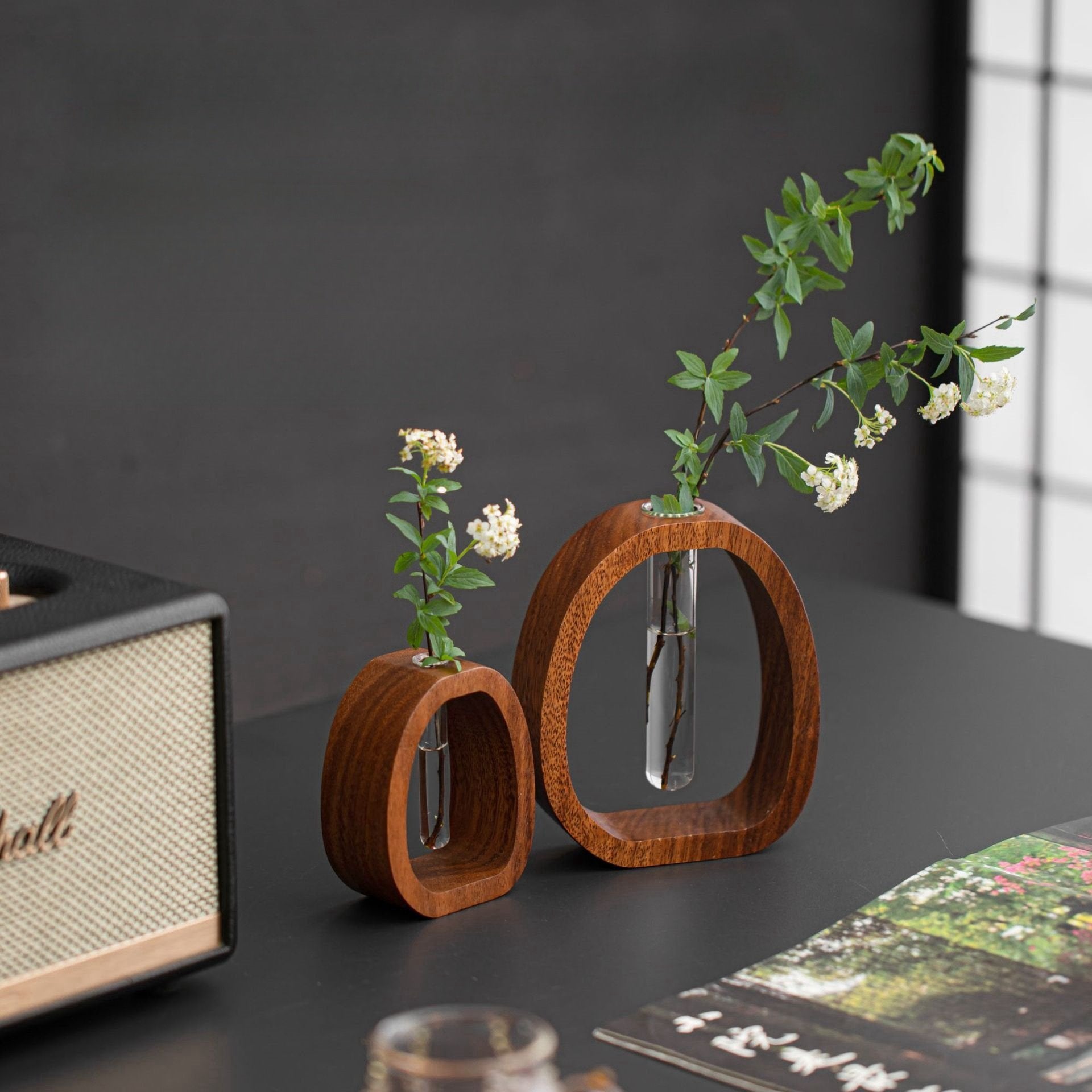 🌿✨Solid Wood Glass Vase