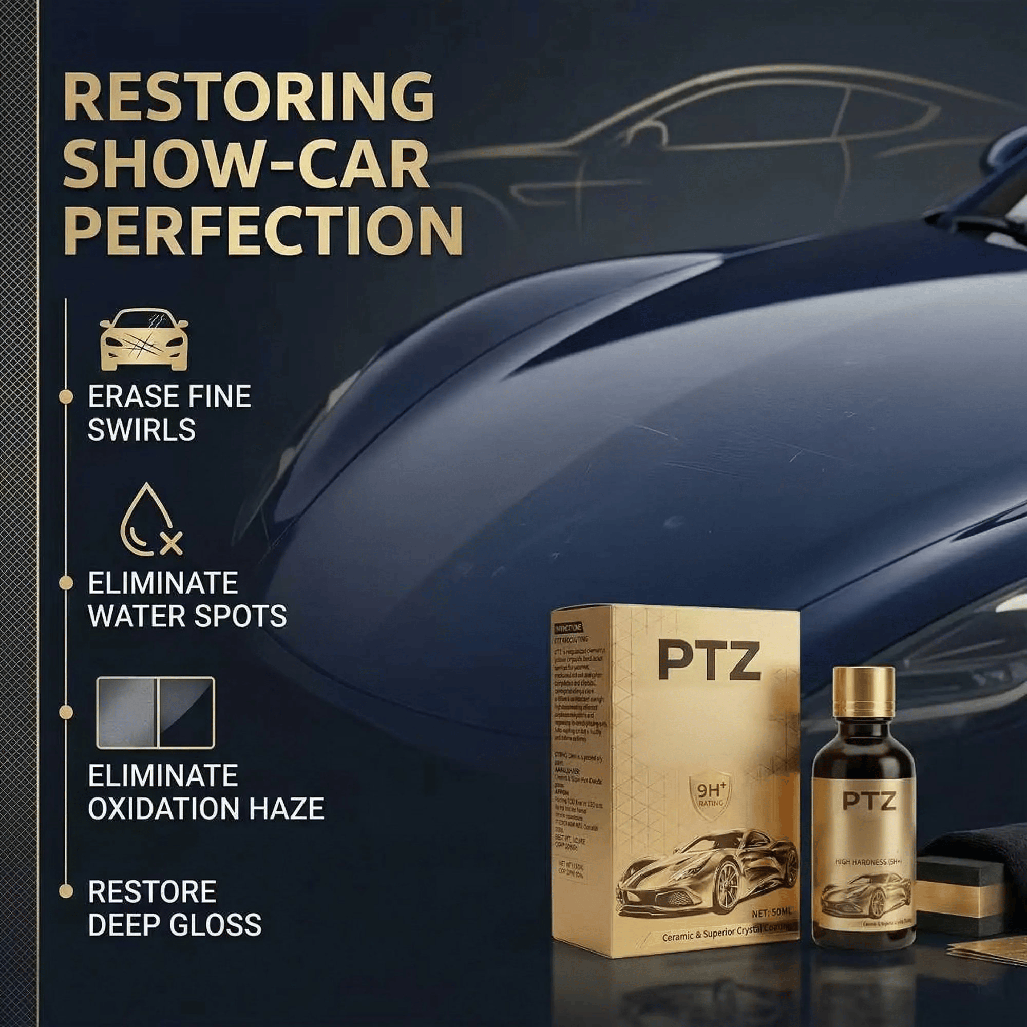 🎁🔥PTZ  Graphene Ceramic Coating for Cars – 9H Hardness, 10+ Years Protection, Hydrophobic & Scratch Resistant
