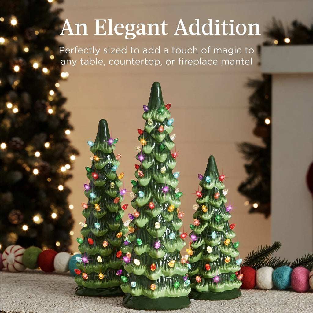 Hand-Painted Ceramic Pre-Lit Christmas Tree with LED Lights🎄
