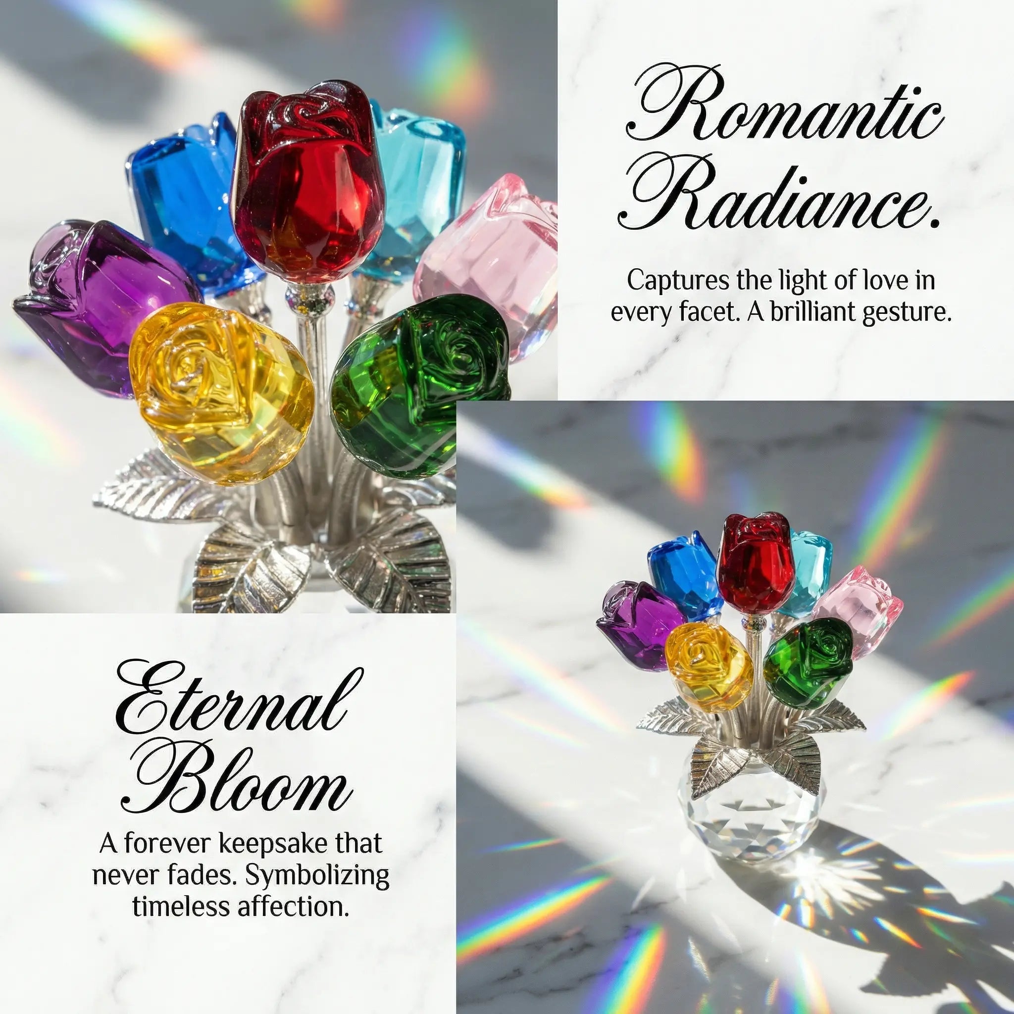 ❤️Mother's Day 70% Off - 🌷Colorful Rose Flower Crystal Figurine
