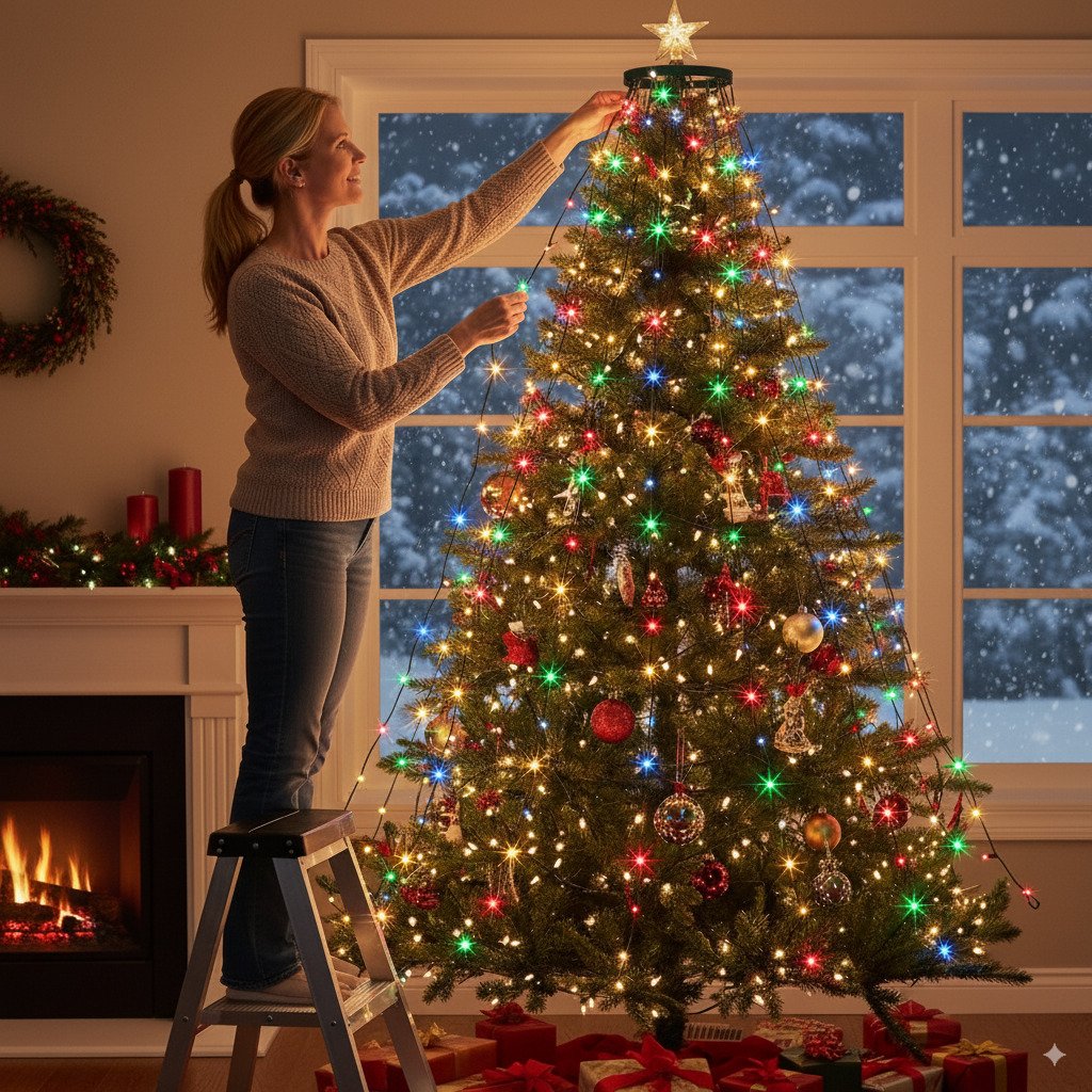 🎄Holiday Pre-Sale🔥Waterproof Christmas Tree Waterfall Lights with Ring
